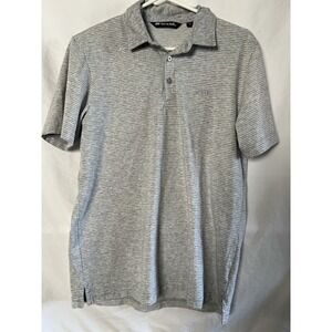Travis Mathew Short Sleeved Golf Polo Men's Medium Light Grey White Stripes
